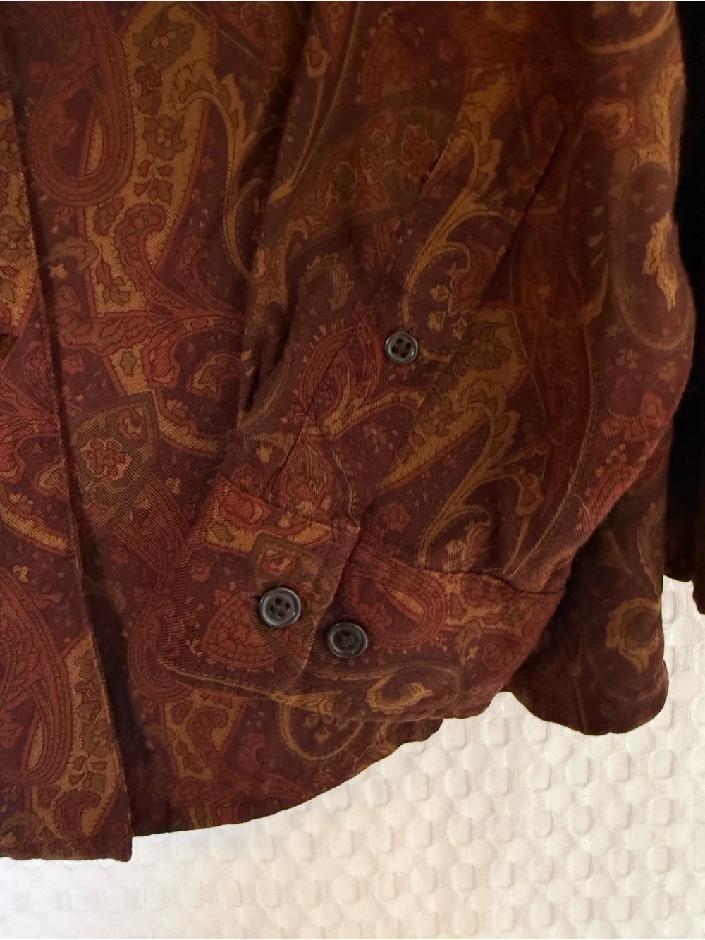 Lauren Ralph Lauren 3X Brown Paisley Rayon Wool Button Down Blouse - Picture 7 of 7